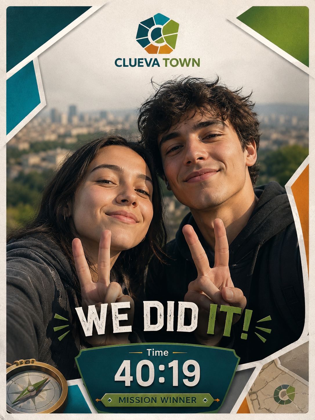 Branded Clueva Town selfie frame